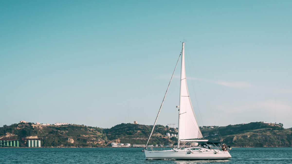 Cruise ship sailing through crystal-clear waters