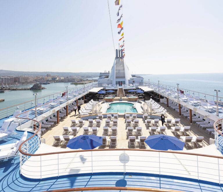 Seaside destination visited by cruise travelers